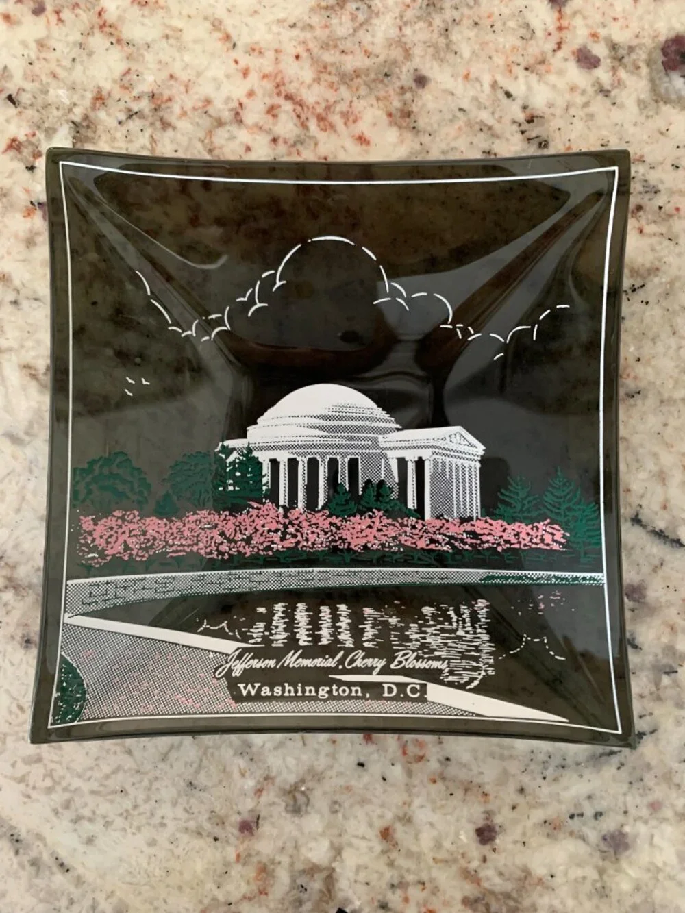 Vintage Washington, D.C. Jefferson Memorial Cherry Blossoms Souvenir Dish